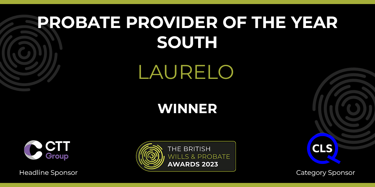 LAURELO SCOOPS BEST PROBATE PROVIDER AWARD FOR THE SECOND YEAR IN A ROW AT THE BRITISH WILLS AND PROBATE AWARDS